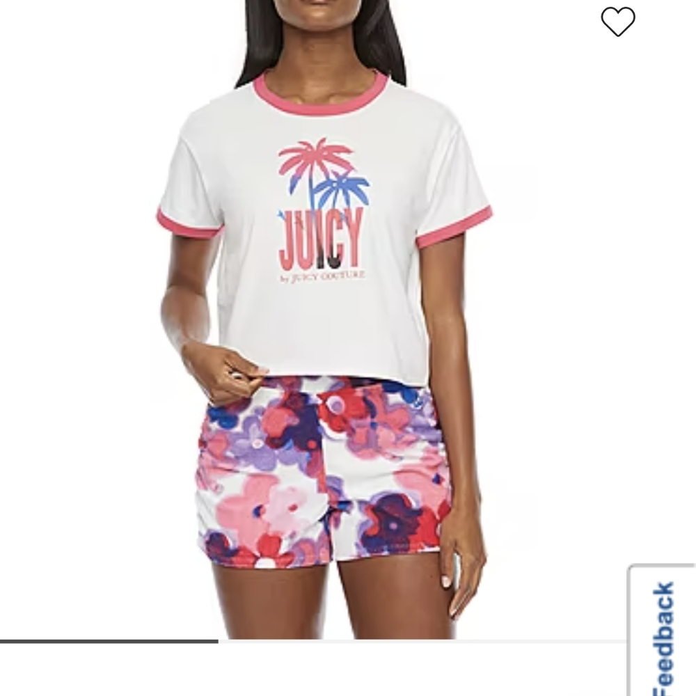 Juicy By Juicy Couture Ringer Womens Crew Neck Short Sleeve T-Shirt